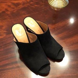 Vince Camuto black suede heeled mules BRAND NEW!